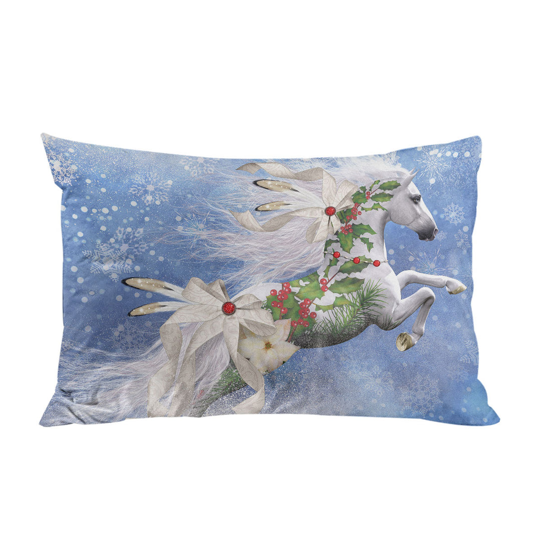 Pillow Cases with Snowflakes Winter White Horse