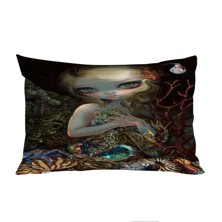 Pillow Cases with Underwater Art Girl and Her Soft Shell Creatures