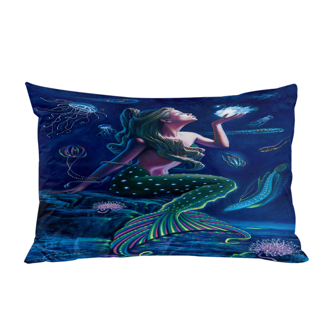 Pillow Cases with Underwater Mermaid with Fish and Jellyfish