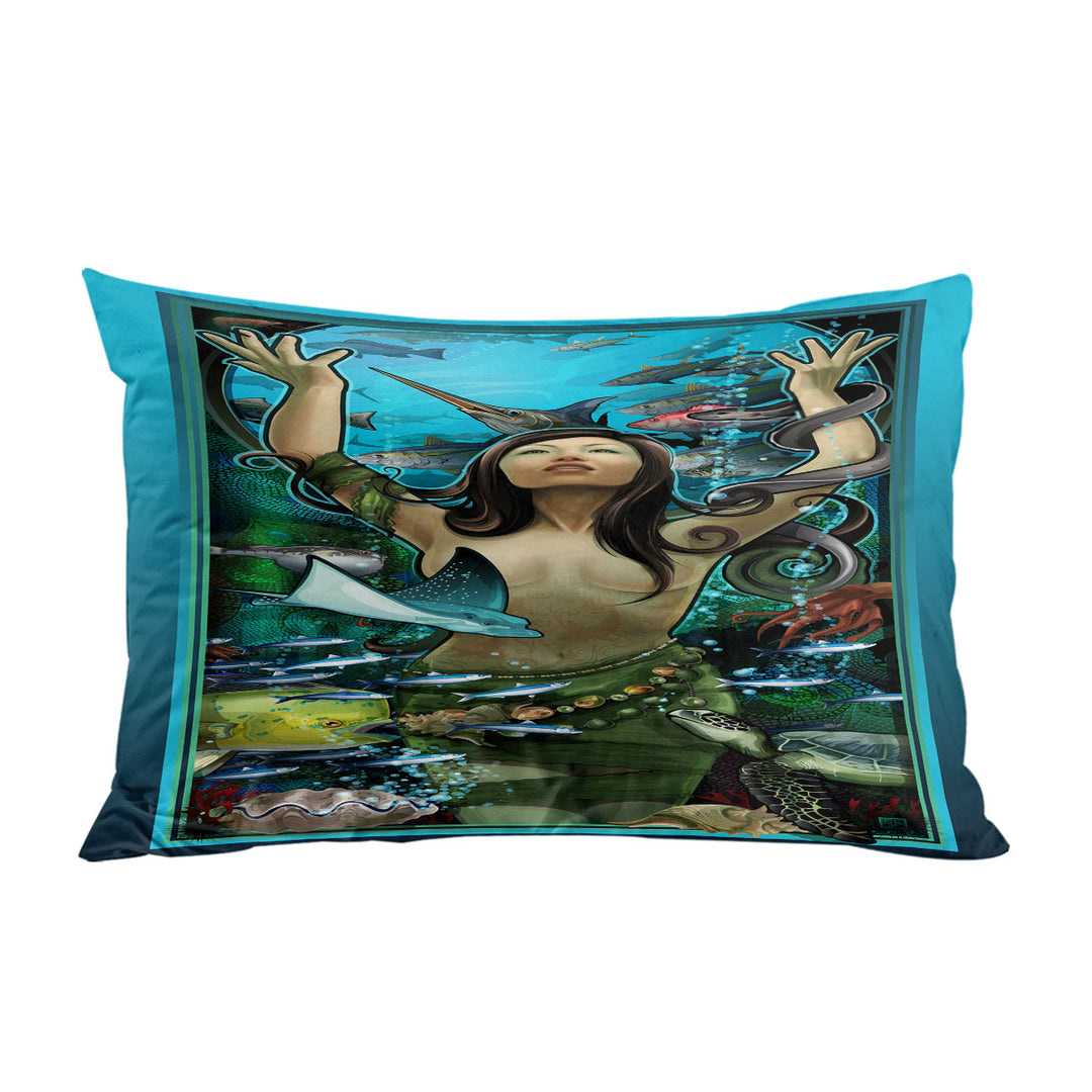 Pillow Cases with Underwater Sexy Woman the Goddess of Marine Life