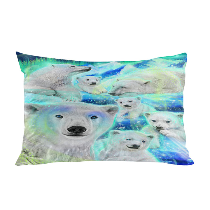 Pillow Cases with Winter Aurora Art Day Dream Polar Bears