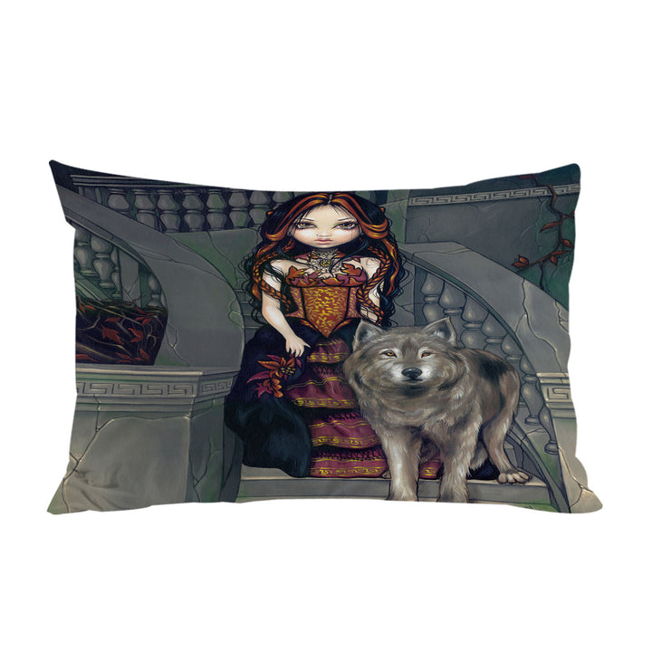 Pillow Cases with Wolf Countess an Aristocratic Beautiful Girl