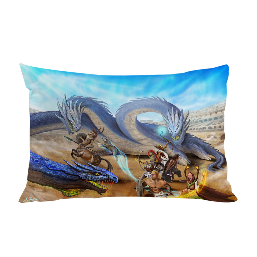 Pillowcase with Action Fight Scene Fantasy Art