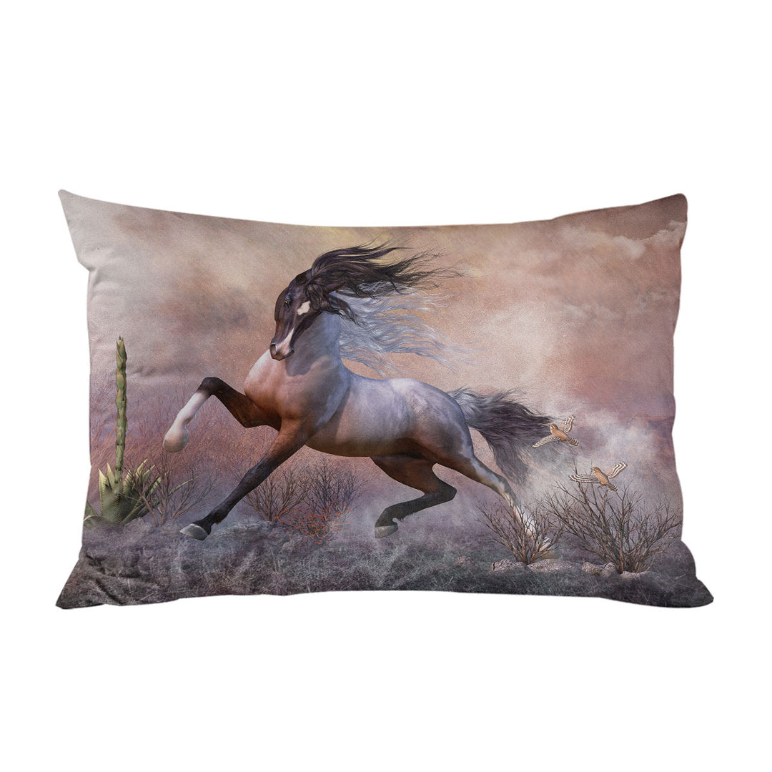 Pillowcase with American Wild Spooked Horse