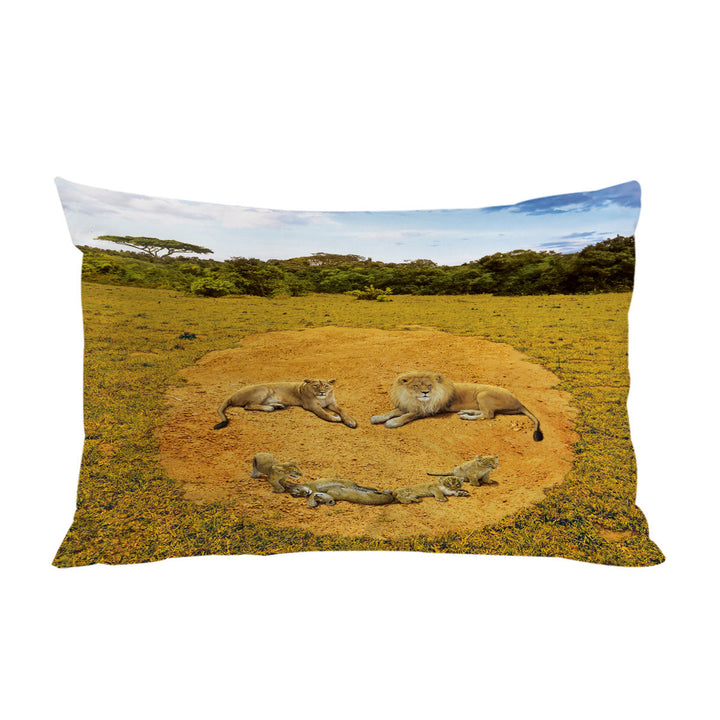 Pillowcase with Animals Art Smiley Face Lions