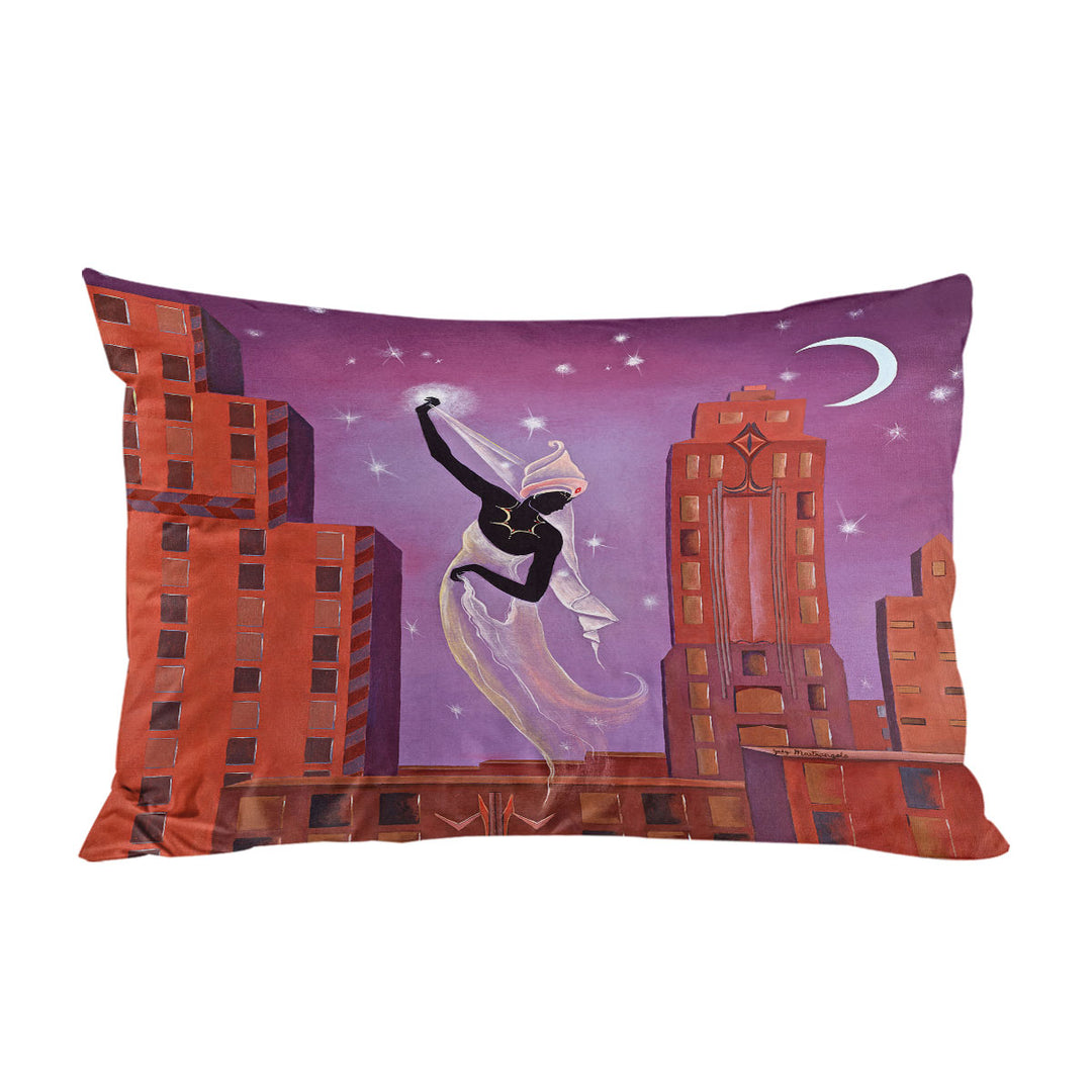 Pillowcase with Art Deco Scarf Night City Dancing Painting