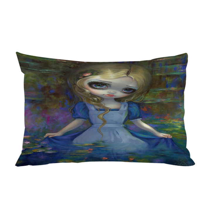 Pillowcase with Art Painting Alice in Monet_s Water Lilies