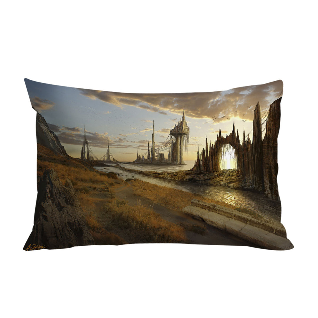 Pillowcase with Atalantian City Luminous Ages Fantasy Art