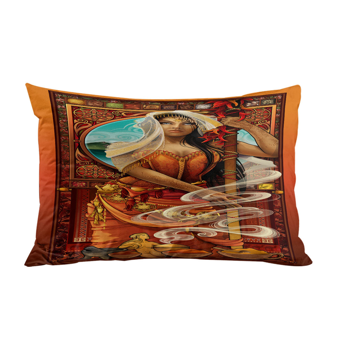 Pillowcase with Beautiful Oriental Girl Goddess of Spices