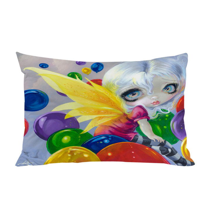 Pillowcase with Colorful Kids Fantasy Fairy Balloons