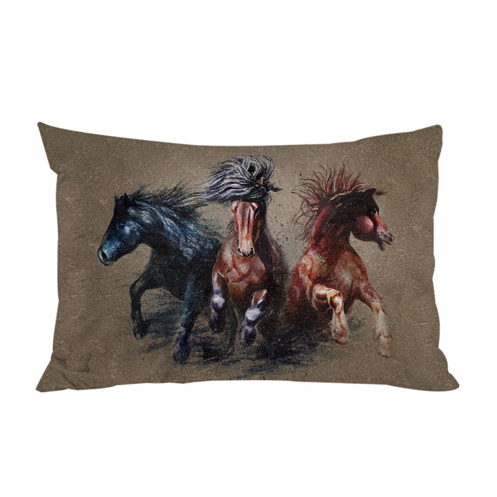 Pillowcase with Cool Art Storming Horses Painted on Concrete