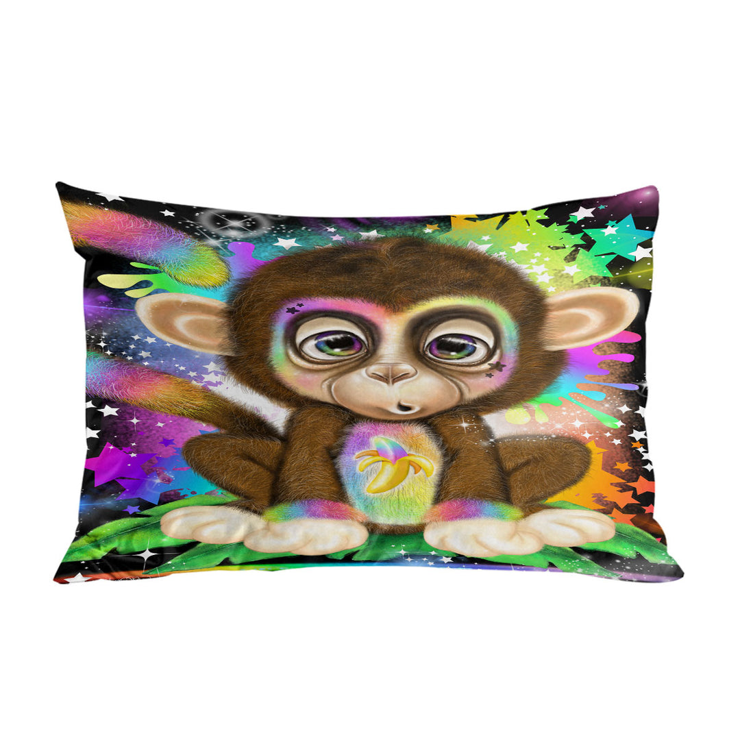 Pillowcase with Cute Kids Rainbow Lil Monkey