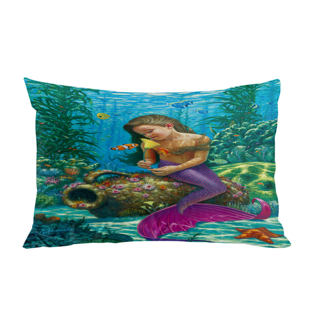 Pillowcase with Cute Underwater Fish and Mermaid Girl