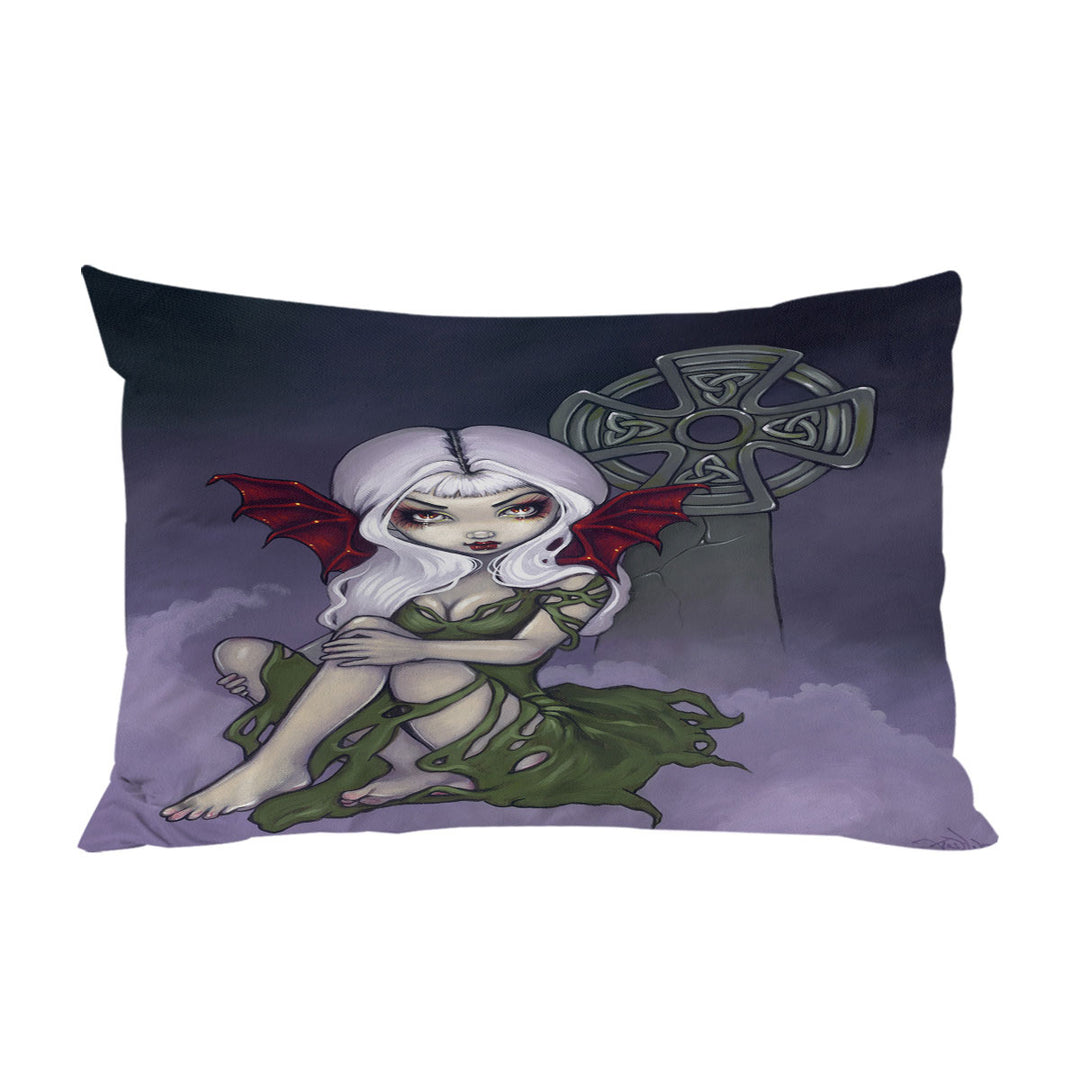 Pillowcase with Dark Art Cemetery Mist Vampire Fairy and Celtic Cross