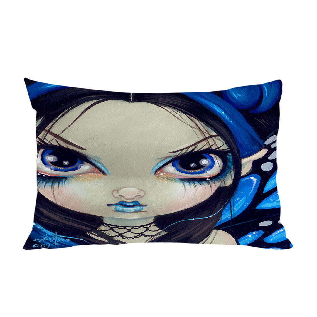 Pillowcase with Faces of Faery _12 Blue Goth Girl