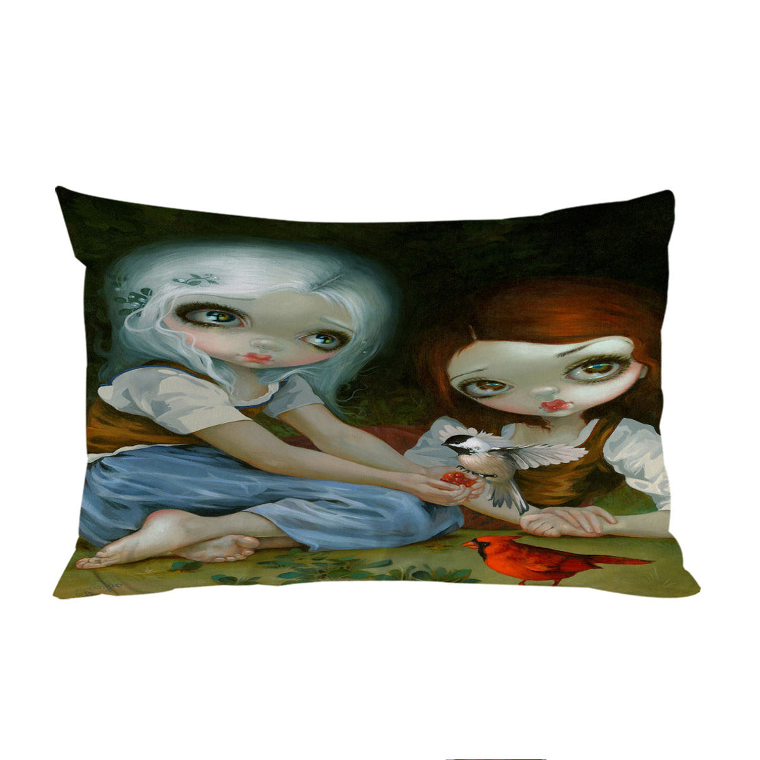 Pillowcase with Fairytale Sisters Snow White and Rose Red