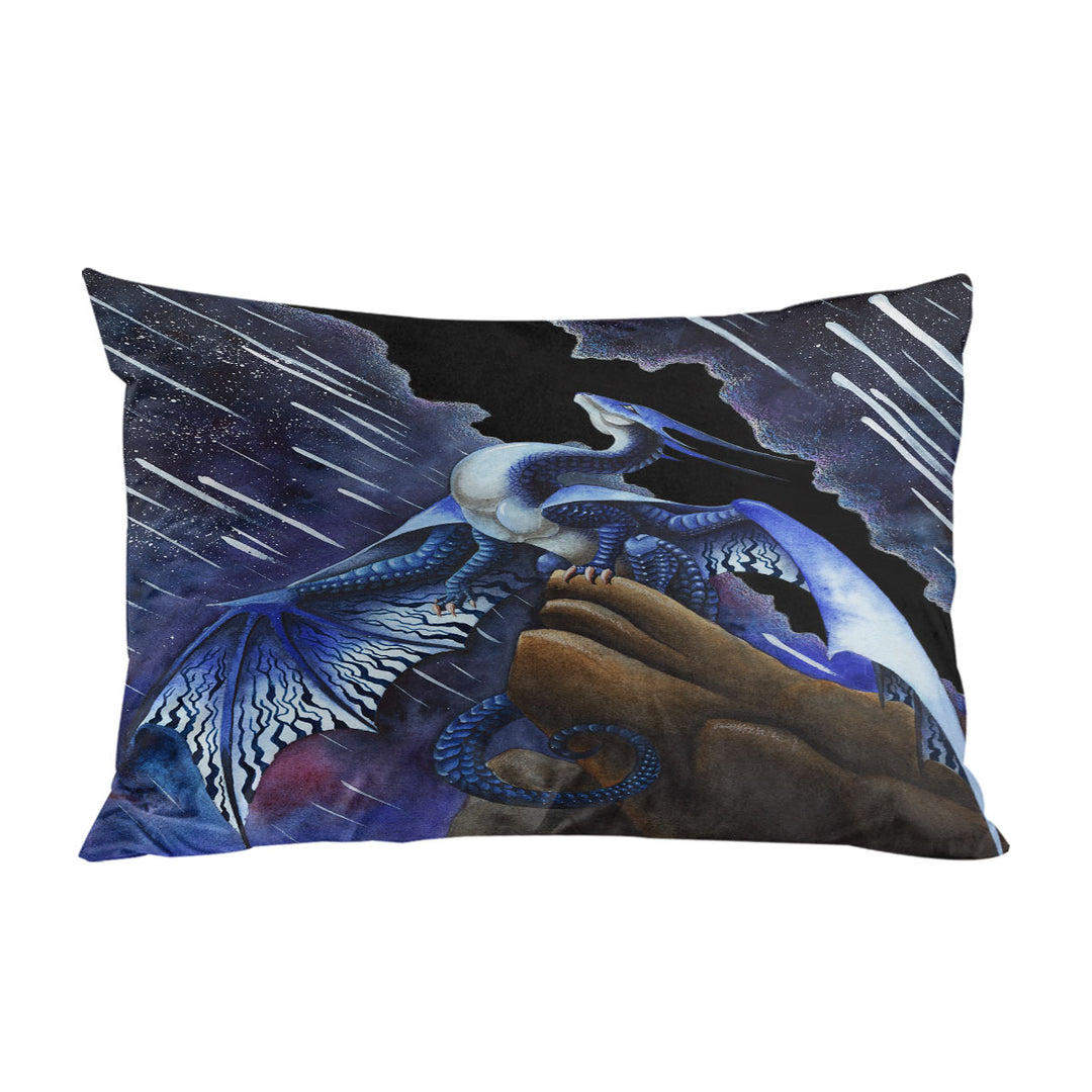 Pillowcase with Falling Stars Blue Purple Dragon