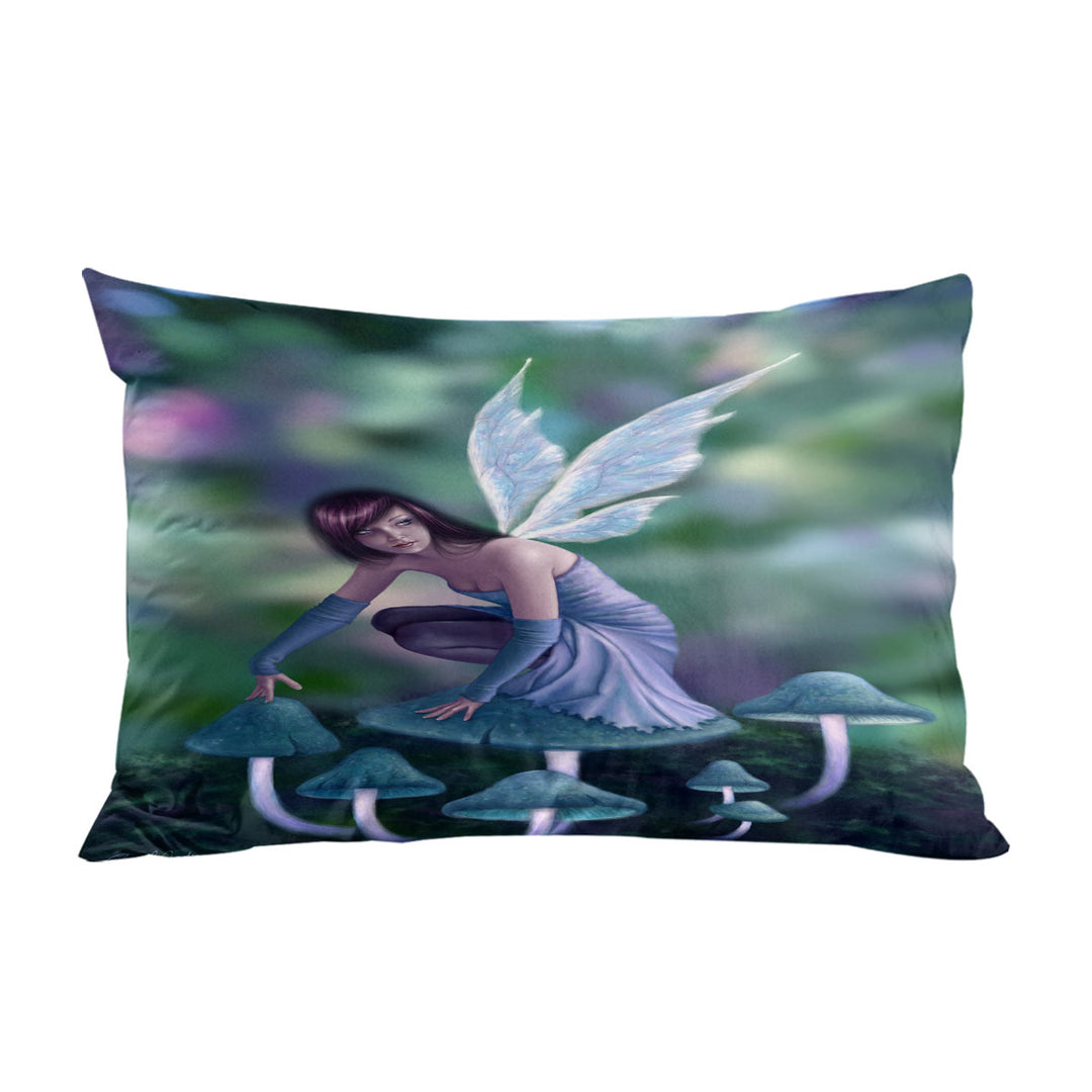 Pillowcase with Fantasy Art Periwinkle Mushroom Fairy