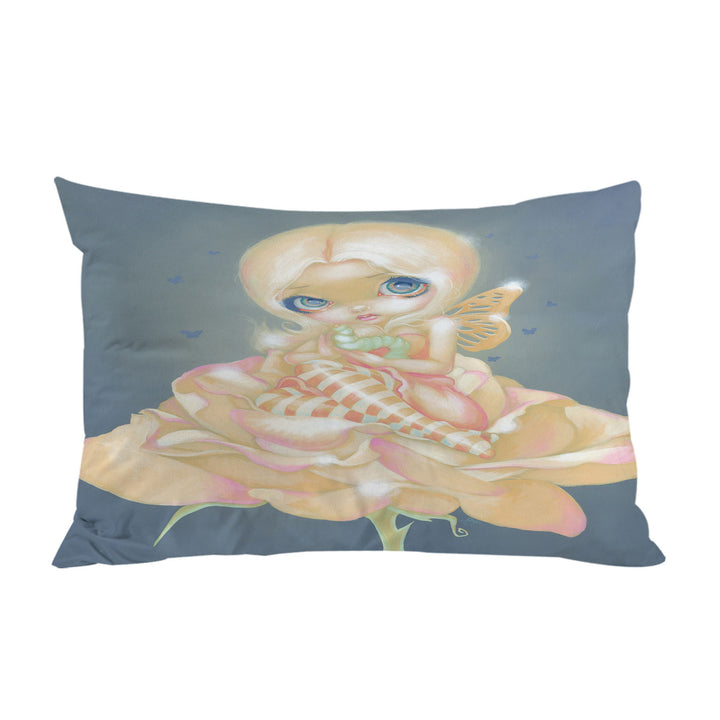 Pillowcase with Fine Art the Sick Rose Fairy with Worm on Rose