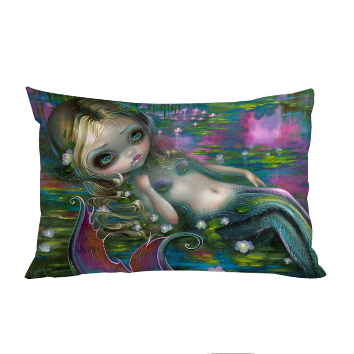 Pillowcase with Fine Fantasy Art Water Lily Pond Monet Mermaid