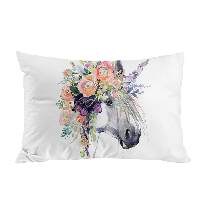 Pillowcase with Floral Head Unicorn