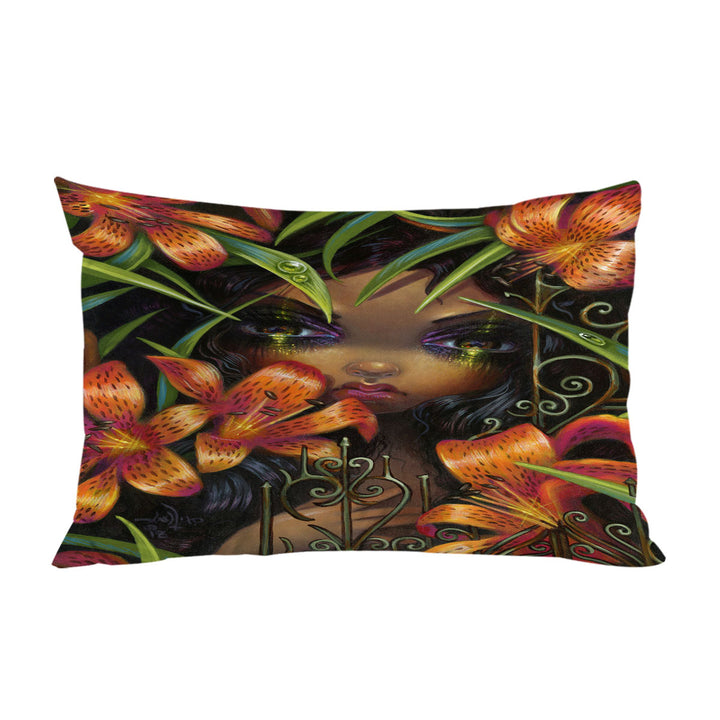 Pillowcase with Gothic Art the Language of Flowers Tiger Lily Girl