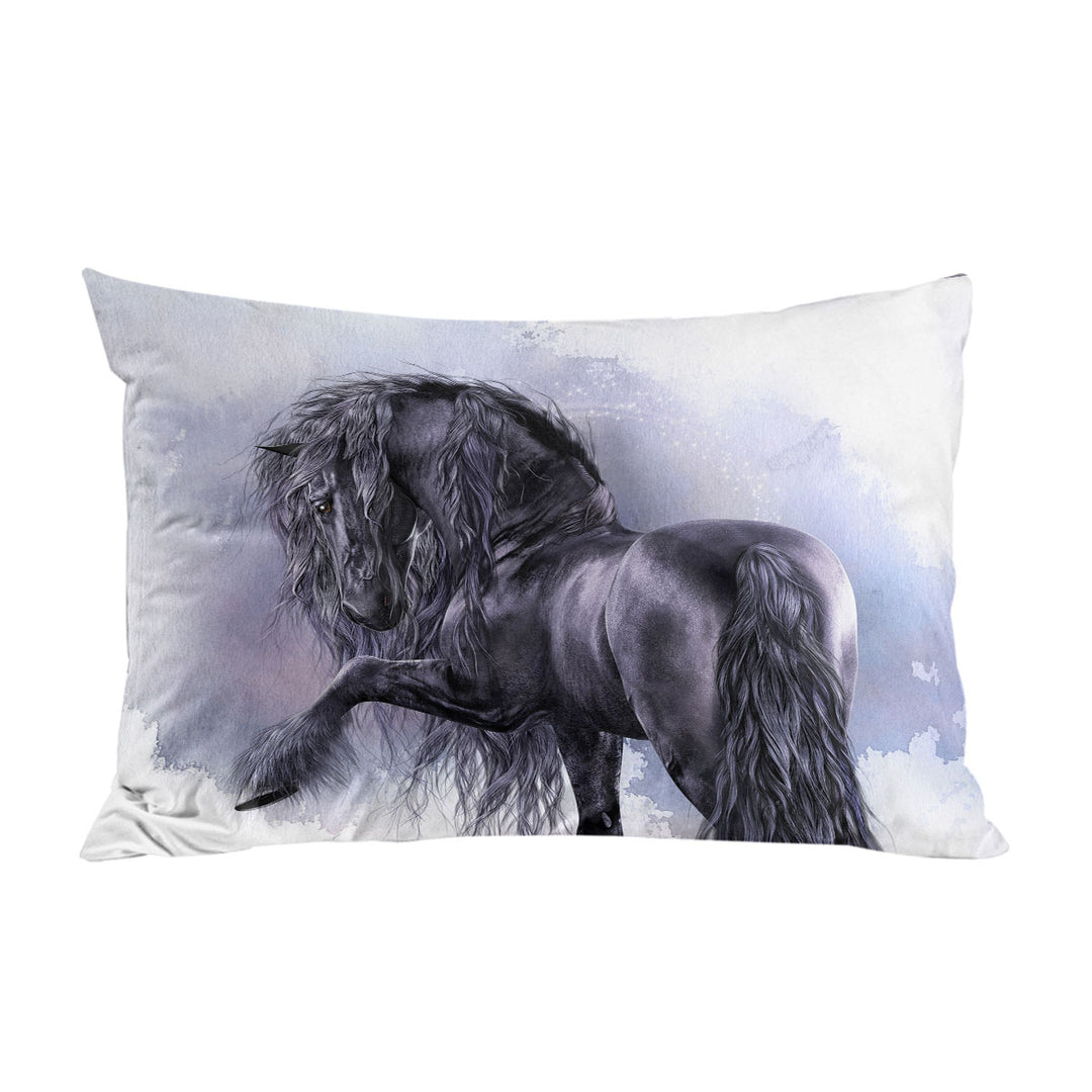 Pillowcase with Honorable Horse the Black Pearl Horses Art