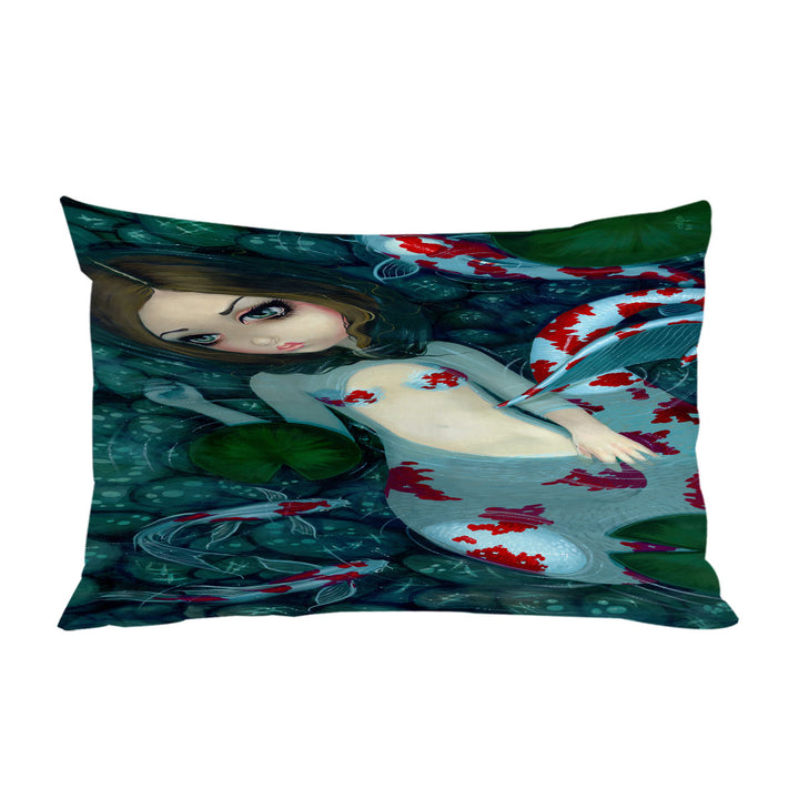 Pillowcase with Koi Fish Pond Daydreaming Koi Mermaid