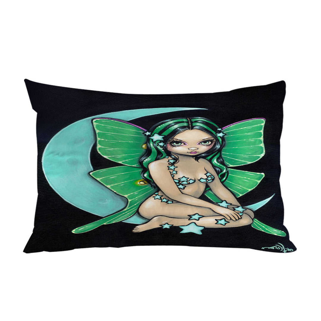 Pillowcase with Luna a Star Studded Green Highlights Little Fairy