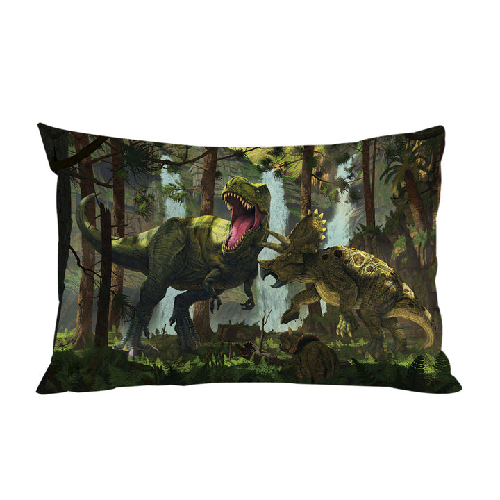 Pillowcase with Protection Fight Cool Dinosaurs Art the Dinosaurs Forest