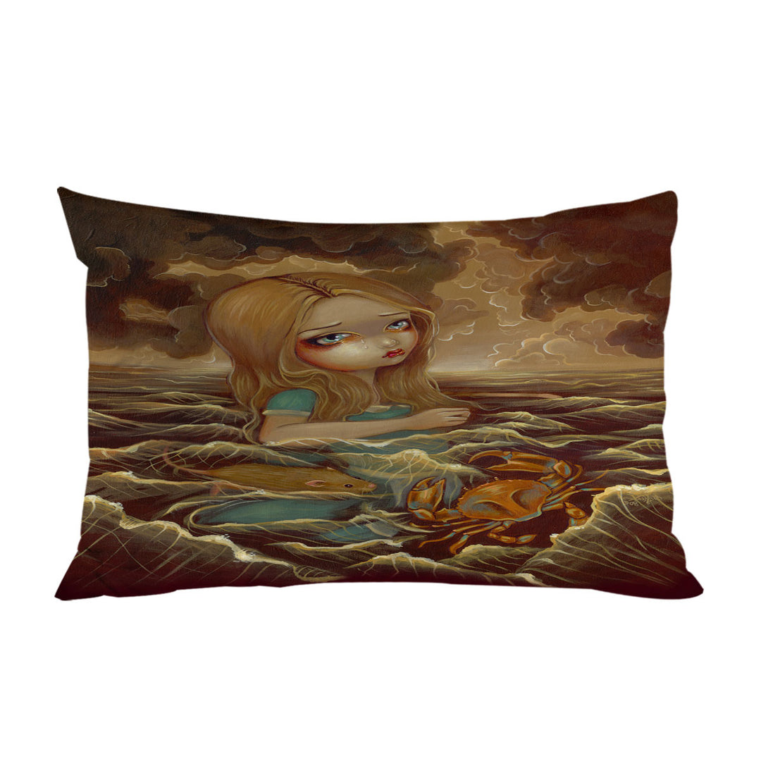 Pillowcase with Sad Art Alice in the Pool of Tears