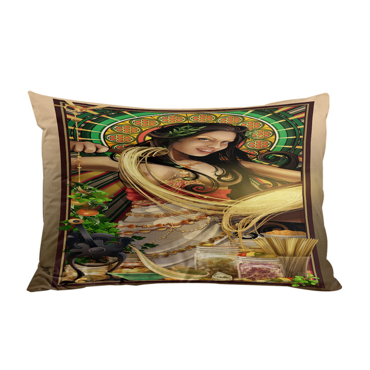 Pillowcase with Sexy Woman Art Goddess of Pasta