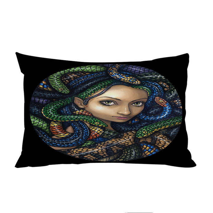 Pillowcase with Snakes for Hair a Portrait of Medusa