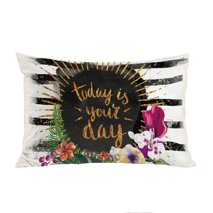 Pillowcase with Tropical Flowers Encouragement