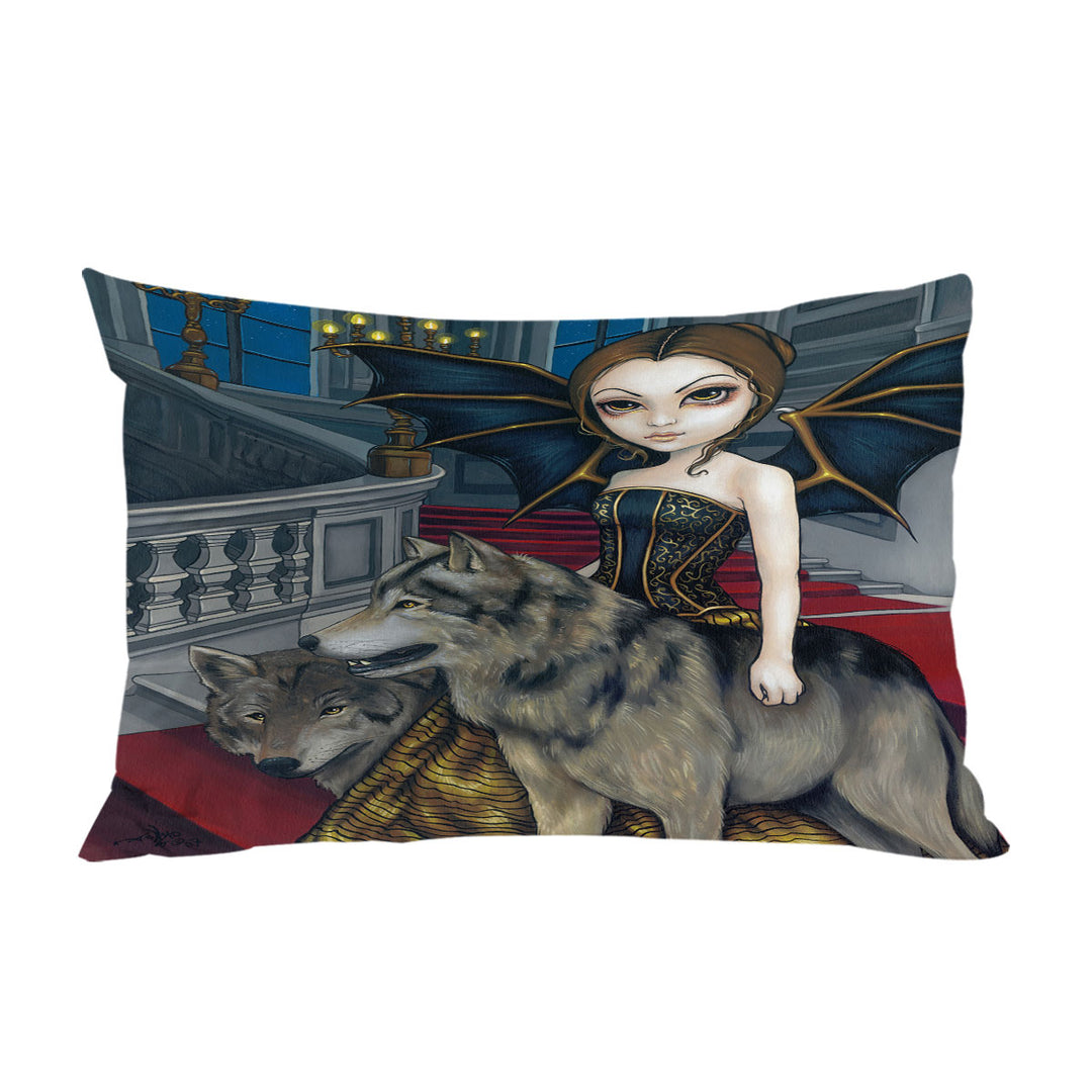 Pillowcase with Wolf Manor Elegant Fairy Walking in the Mansion