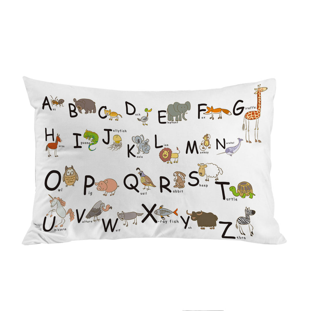 Pillowcases with ABC Alphabet Kids Characters