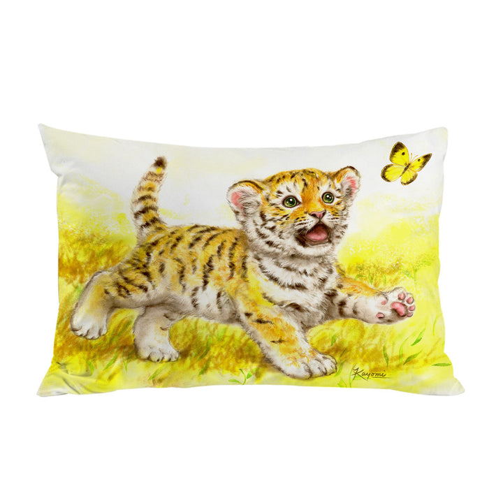 Pillowcases with Art Painting for Kids Butterfly and Baby Tiger