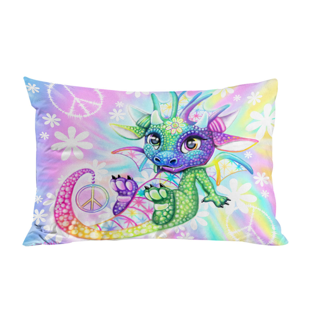 Pillowcases with Colorful Cute Peaceful Tie Dye Lil Dragon