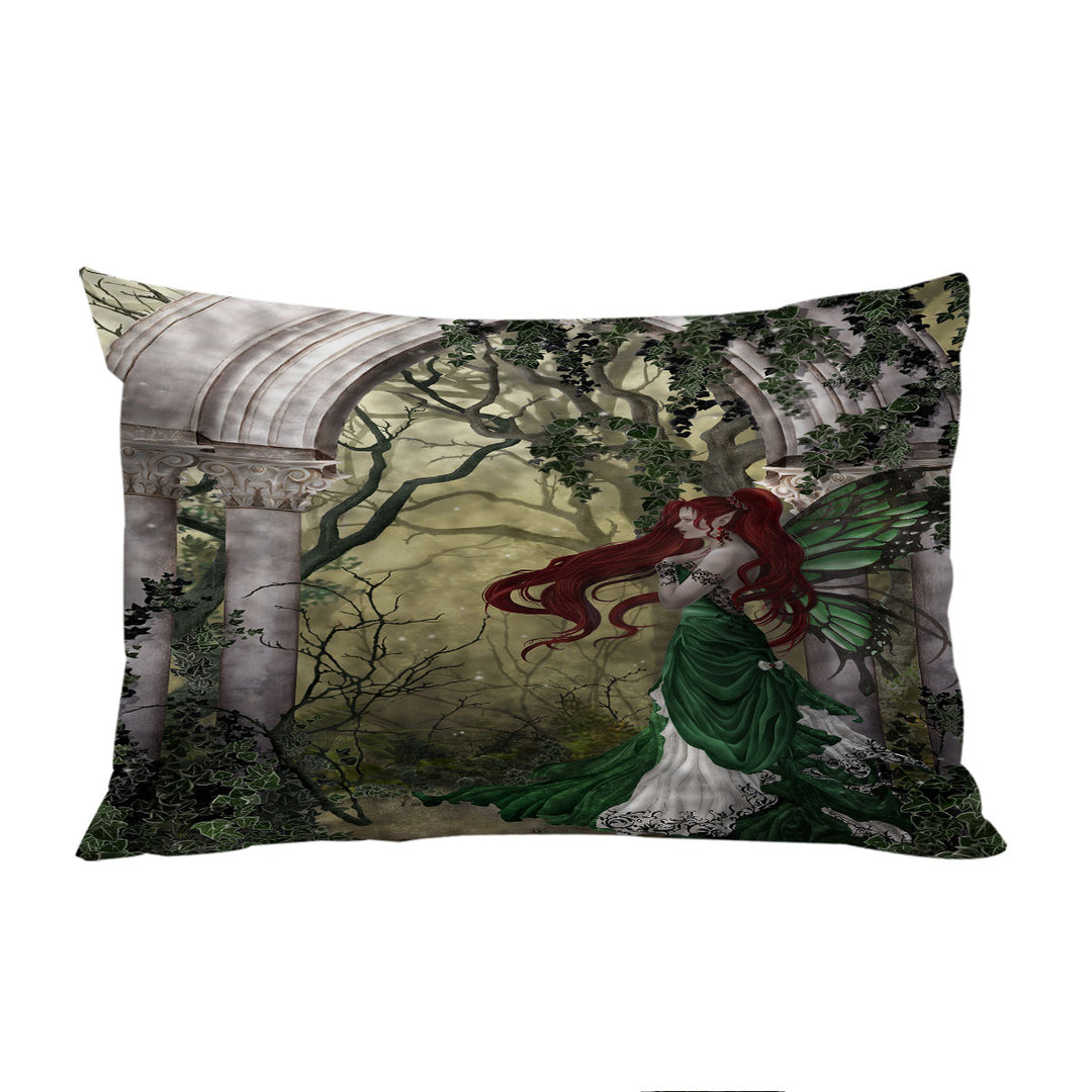 Pillowcases with Fantasy Art Beautiful Redhead Green Fairy