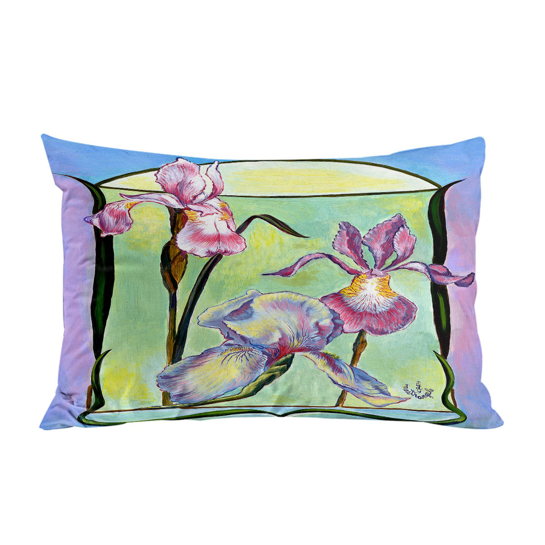 Pillowcases with Flowers Painting Art Deco Irises