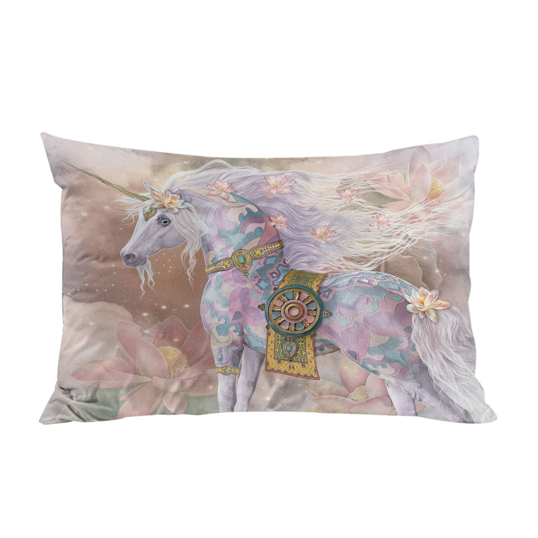 Pillowcases with Magical Unicorn Art Pinkish Lotus Blossom