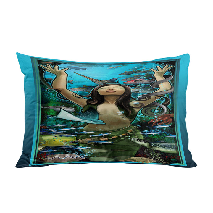 Pillowcases with Underwater Beautiful Woman the Goddess of Marine Life