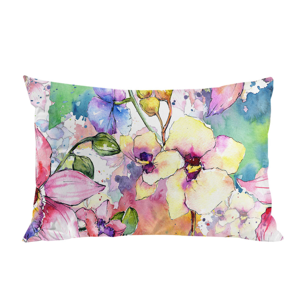 Pillowcases with Watercolor Art Painting Flowers