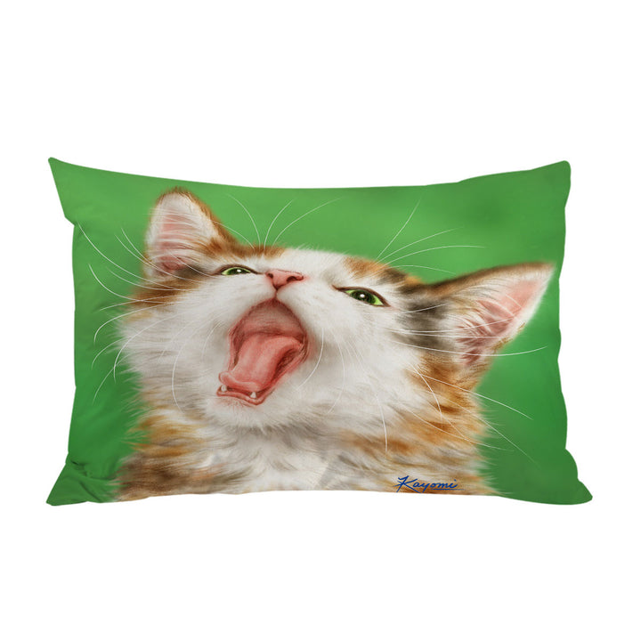 Pillowcases with Yawning Cute Kitten Artwork Painted Cats