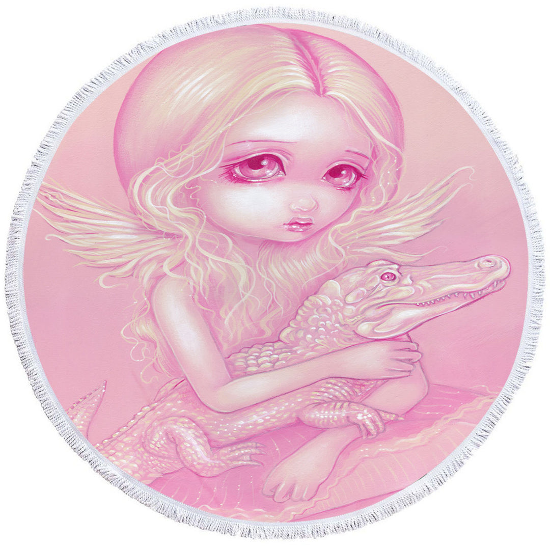 Pink Albino Alligator Angel Big Beach Towels