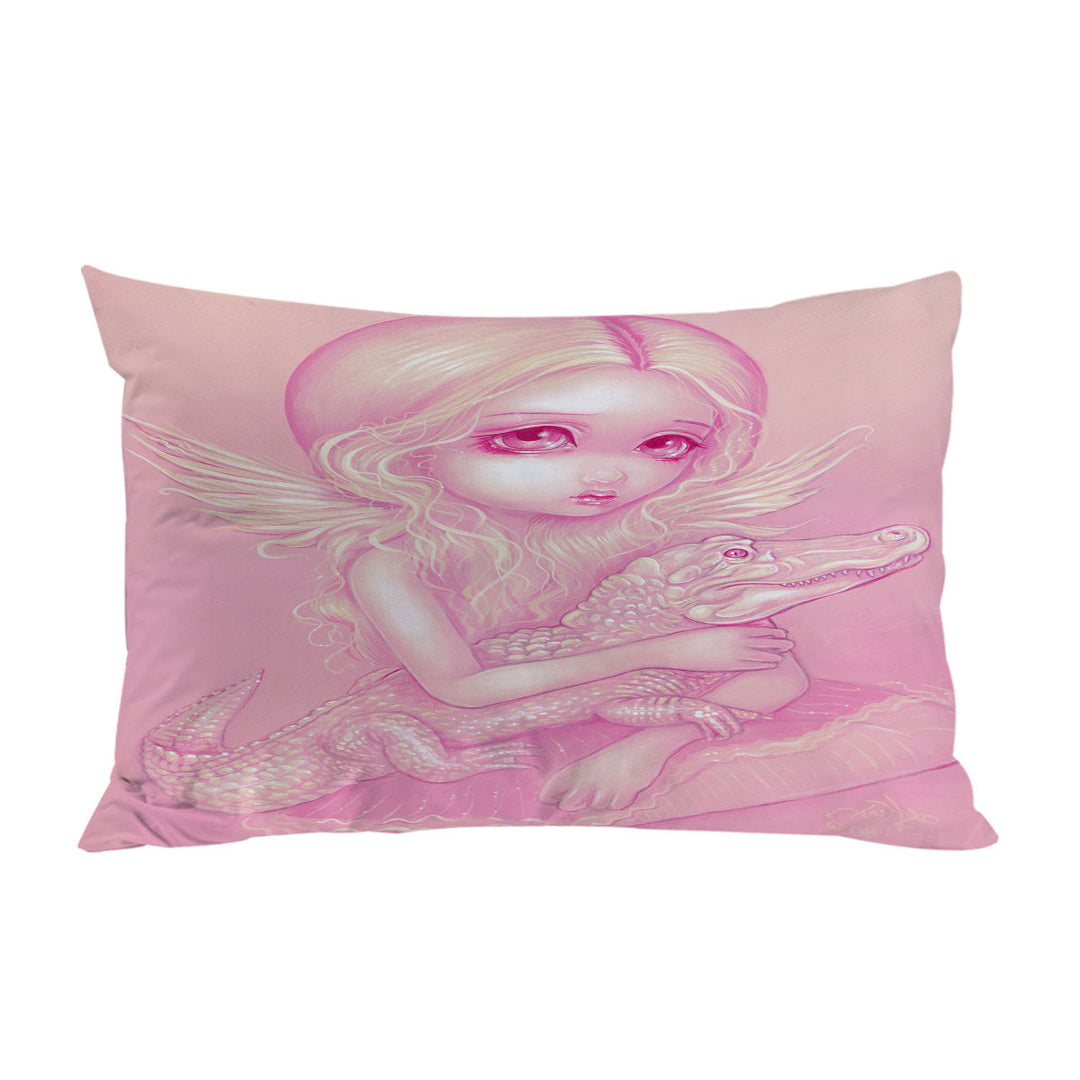 Pink Albino Alligator Angel Pillow Case Covers