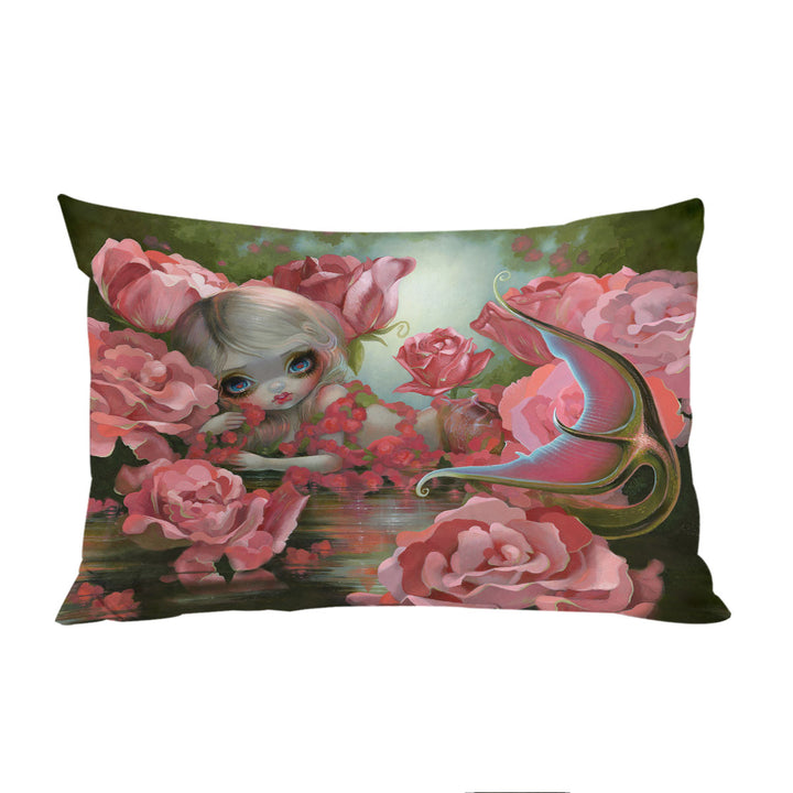 Pink Fantasy Art Mermaid with Roses Bed Covers