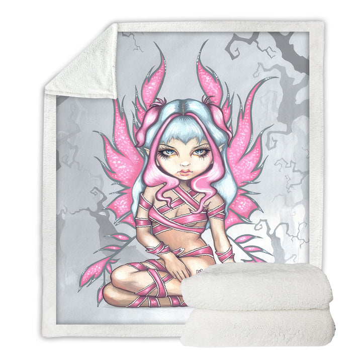 Pink Fleece Blankets Ribbon Fairy Cute Sliver Haired Fairy