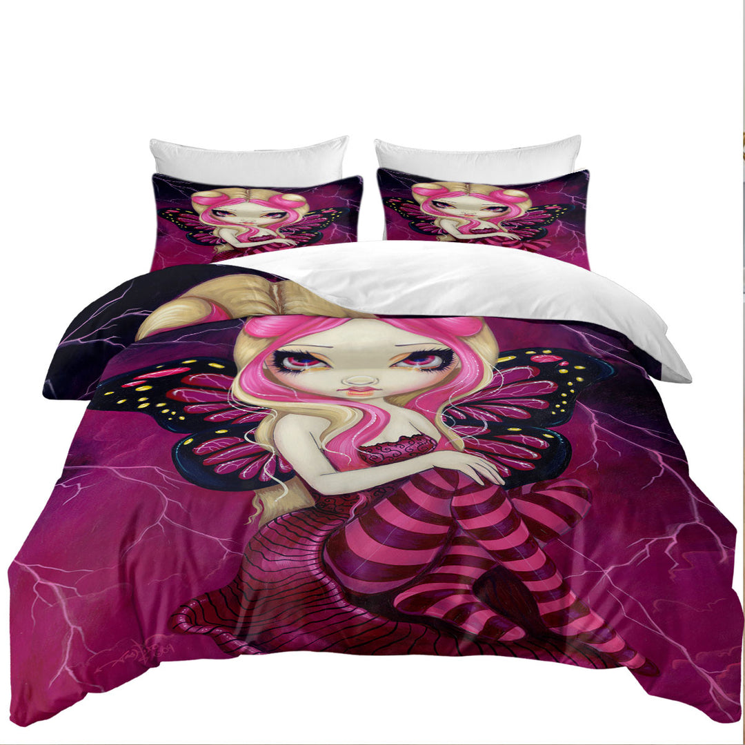 Pink Lightning Storm Clouds Blond Fairy King Size Duvet Cover