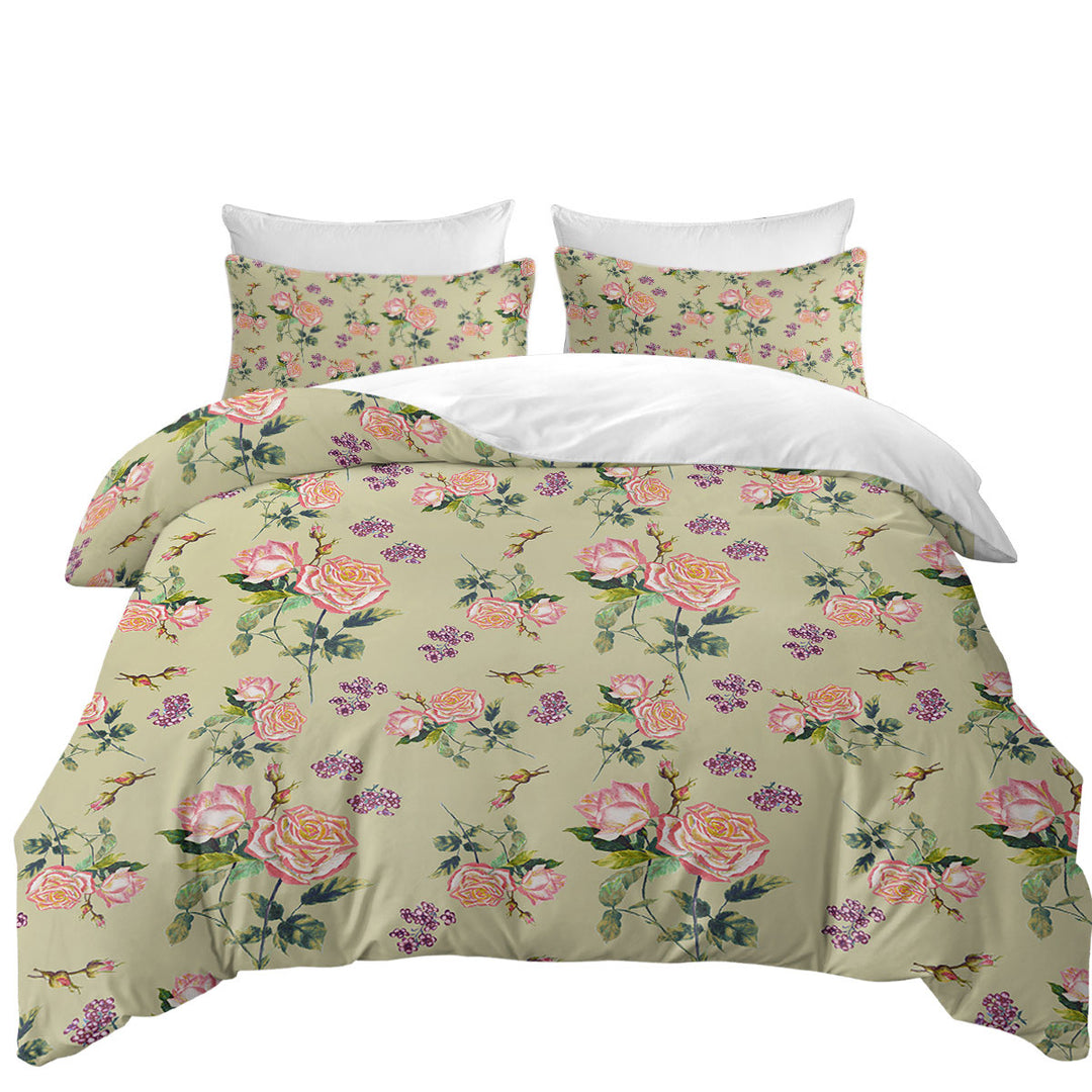 Pink Roses and Purple Flowers Best Duvet Covers